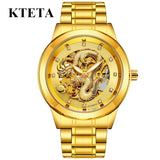 Golden Dragon Carved Automatic Mechanical Watch